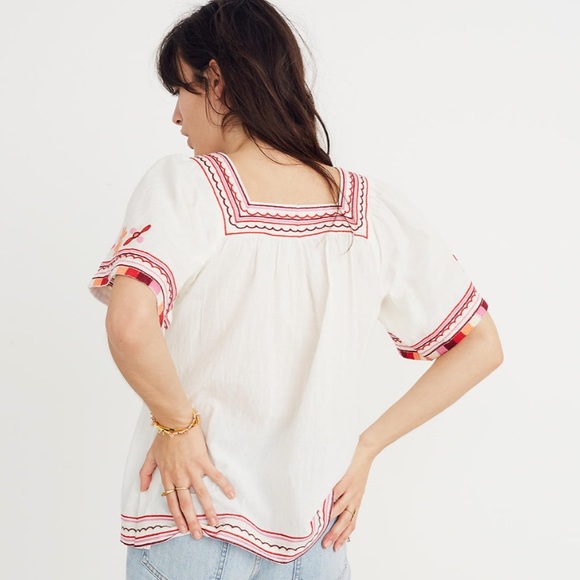 Madewell Embroidered Sandblossom Peasant Top - Picture 4 of 12